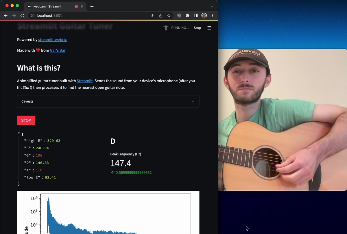 Preview of a browser-based guitar tuner