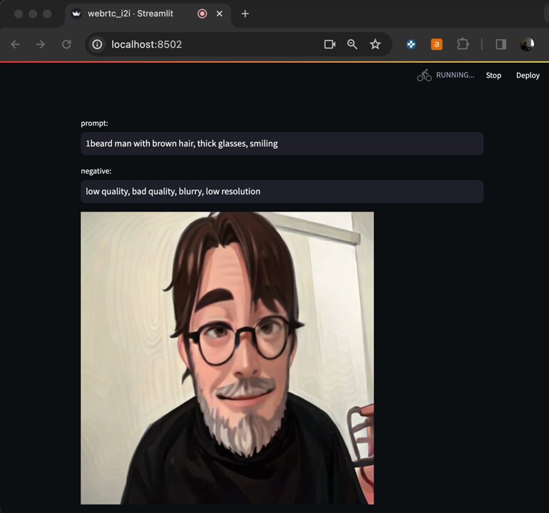 Preview of StreamDiffusion running from a live camera feed